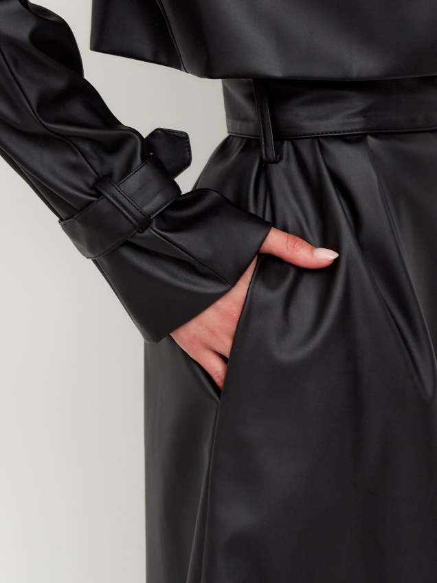 Женский кожаный тренч, плащ демисезон