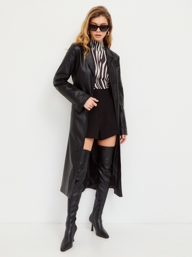 Женский кожаный тренчкот, плащ демисезон