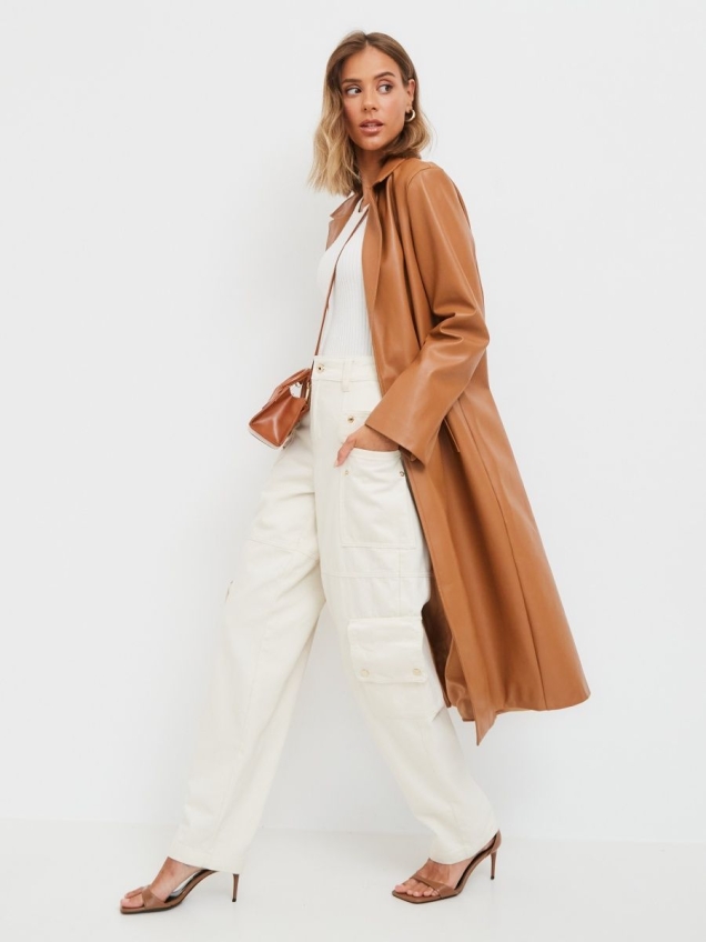 Женский кожаный тренчкот, плащ демисезон