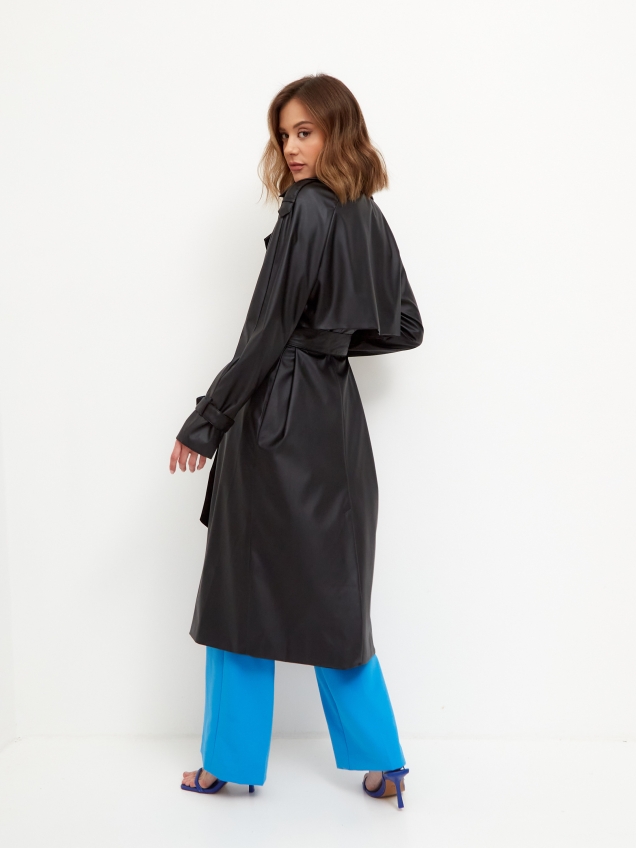 Женский кожаный тренч, плащ демисезон