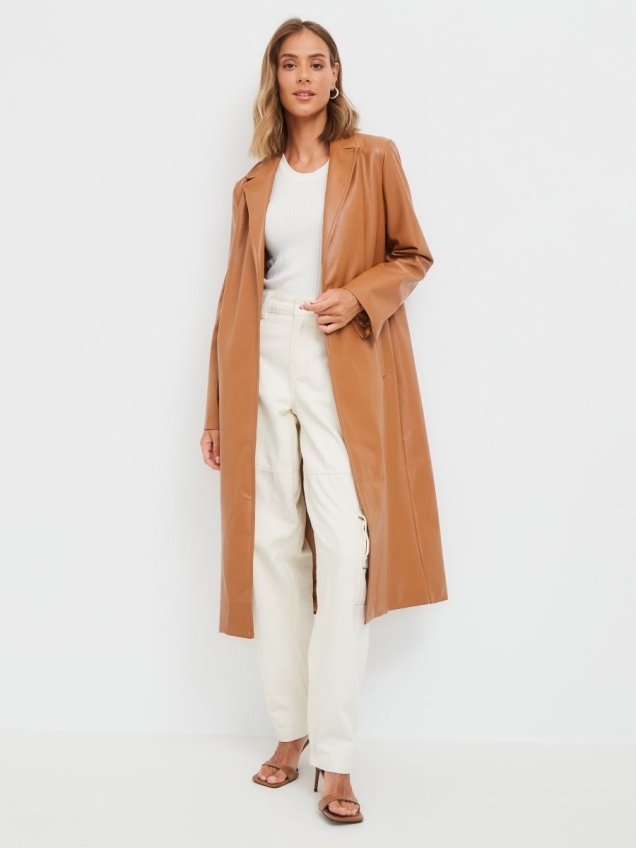 Женский кожаный тренчкот, плащ демисезон