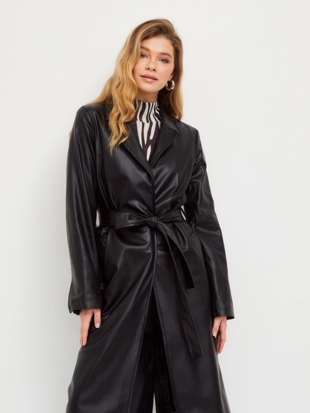 Женский кожаный тренчкот, плащ демисезон