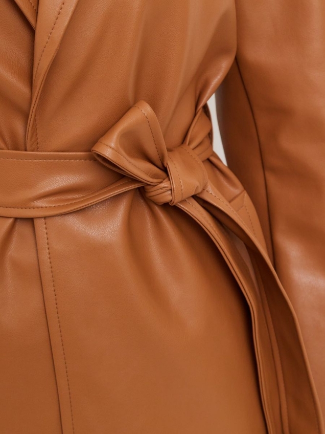 Женский кожаный тренчкот, плащ демисезон