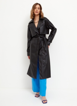 Женский кожаный тренч, плащ демисезон